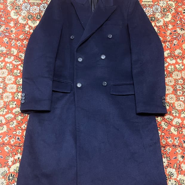 [52] 유로옴므 네이비 피크드 라펠 더블 코트