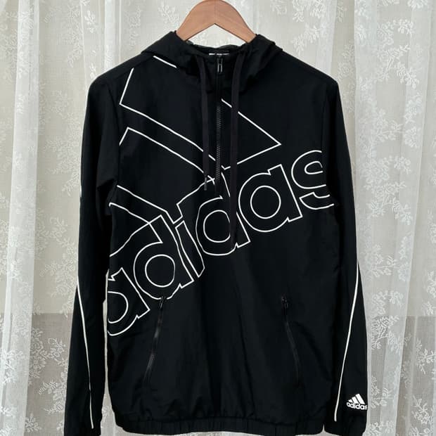 M) 아디다스 올드스쿨 빅로고 후드 아노락 블랙
