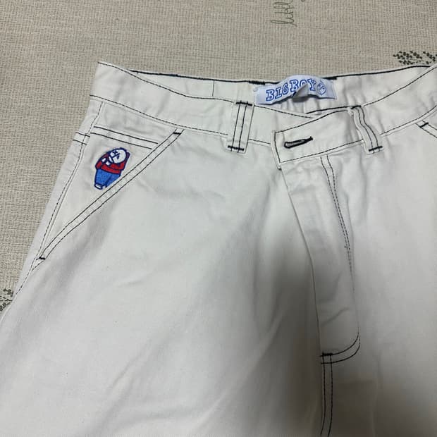 폴라스케이트 빅보이 워크팬츠 화이트/블랙스티치 L