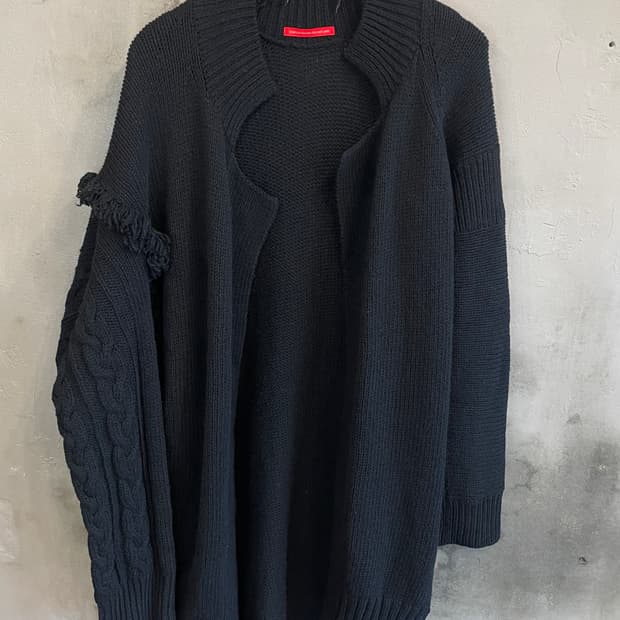 요지 야마모토 비대칭 버튼리스 가디건