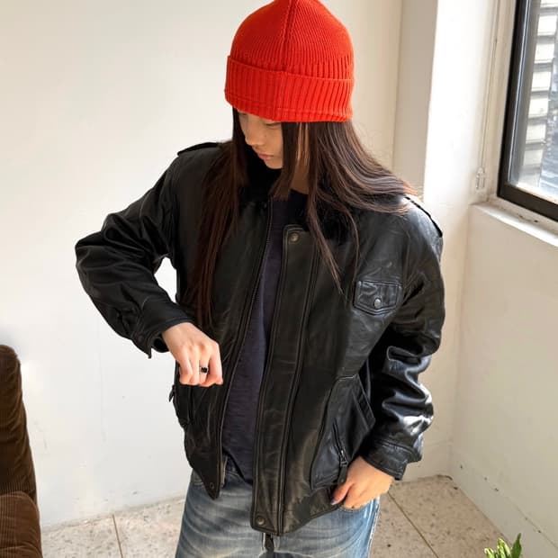 리얼레더 양가죽 봄버 자켓