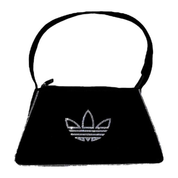 아디다스 라인스톤 페이크 스웨이드 숄더백 가방 블랙