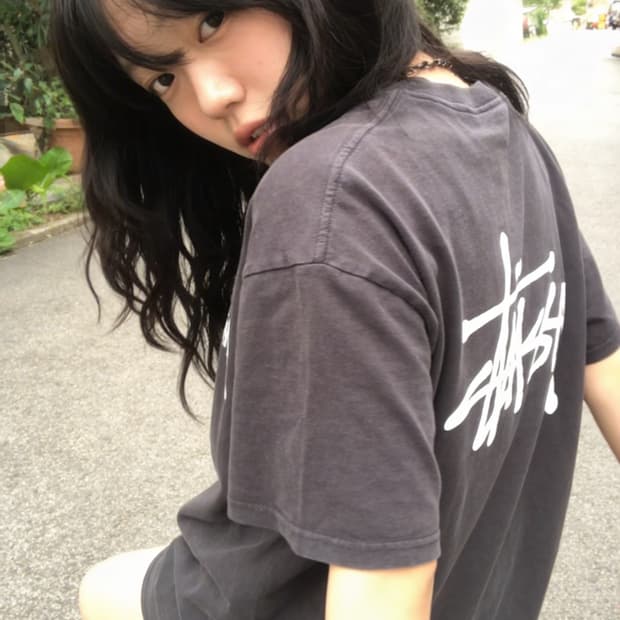 스투시 베이직 빅로고 반팔 티셔츠 블랙