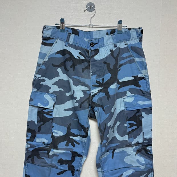 블루 카모 밀리터리 카고 바지