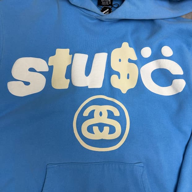 스투시 x CPFM 8볼 피그먼트 다이드 후드 블루