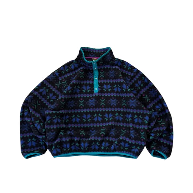 90s 엘엘빈 아즈텍 플리스 스냅티 풀오버