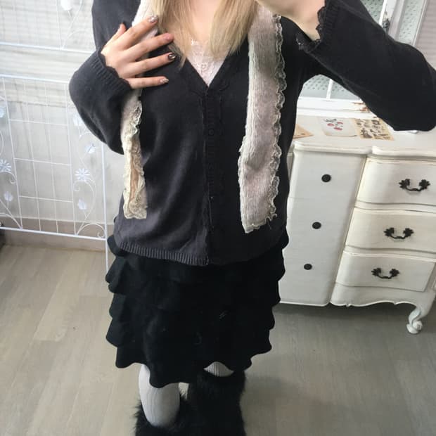 jpn vintage charcoal lace crochet cd