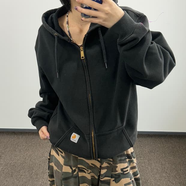 Carhartt 칼하트 오리지널 핏 블랙 후드집업 