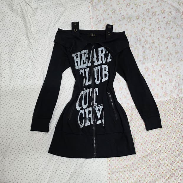 M.K.R 펑크 레터링 오프숄더 집업 원피스 mkr