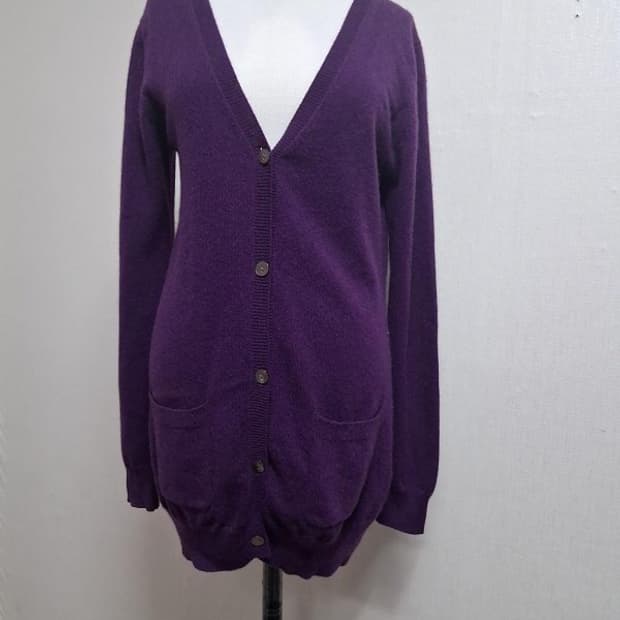 TAKASHI MAYA 캐시미어니트가디건 와이가디건 진보라 여성 55 표