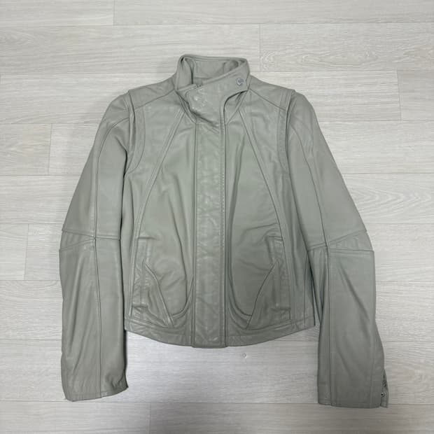 [system] beige lambskin leather jacket