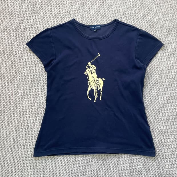 폴로 랄프로렌 로고 네이비 반팔티 