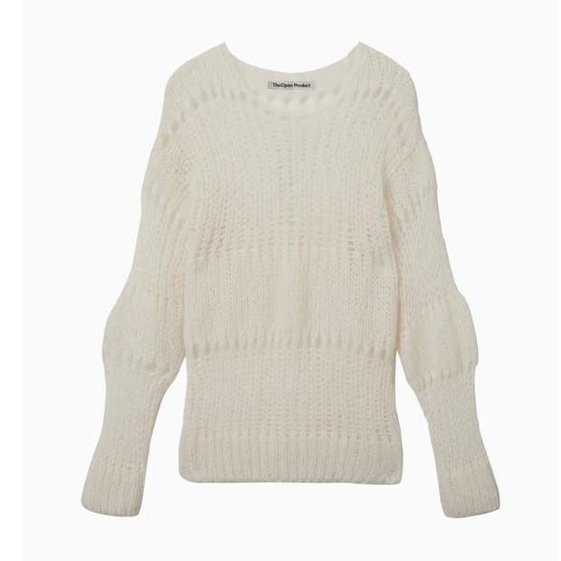 IRREGULAR NETTED SWEATER (IVORY)