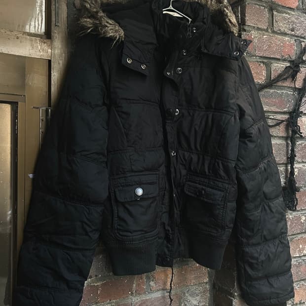 *rare design* 2000s y2k 울프죠 블랙 퍼 패딩