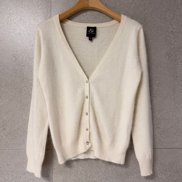 앙고라 브이넥 가디건 아이보리