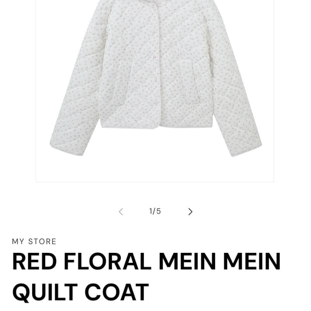 papi lav 파피러브 레드 플라워 퀄트 패딩 