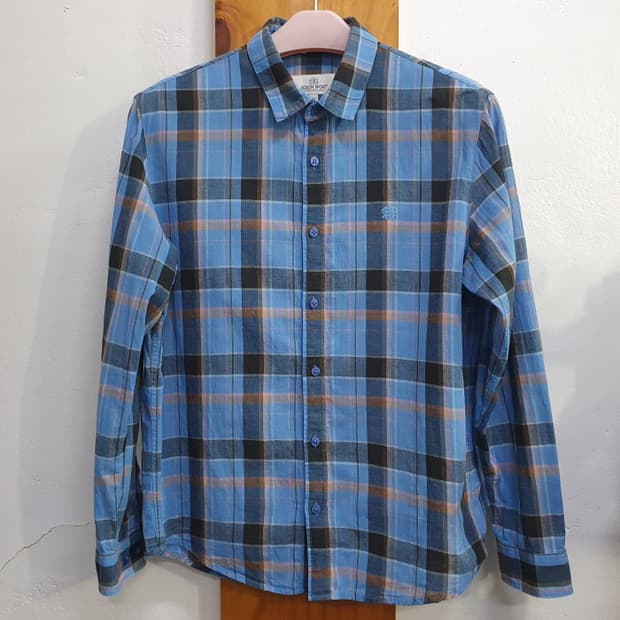 코오롱 체크 긴팔 등산셔츠(100)