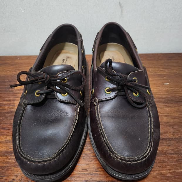 락포트 가죽 브라운 보트화 로퍼 구두