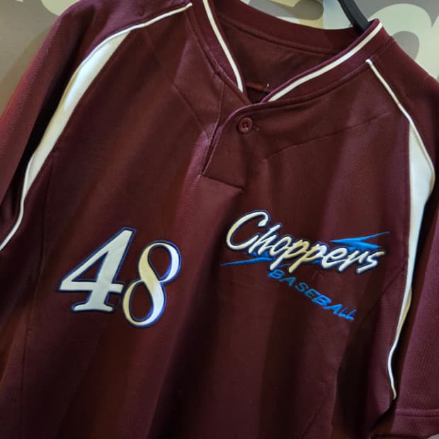 Vintage 버건디 베이스볼져지