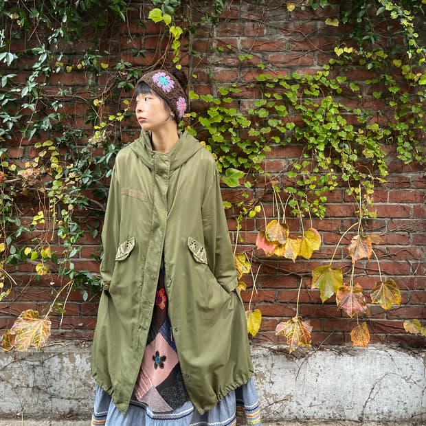 Titicaca 그린 카키 롱 후드 야상