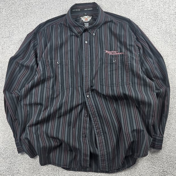 할리데이비슨 스트라이프 패턴 버튼다운 셔츠 ( 2XL ) / 10472