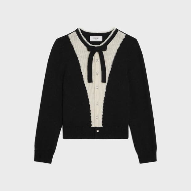 [BTS 뷔님 착용] 셀린느 23fw 보우 디테일 컬러블록 가디건