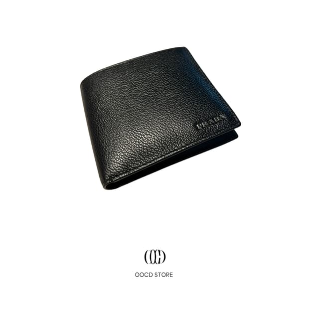PRADA Leather Two-Tone Black Wallet
