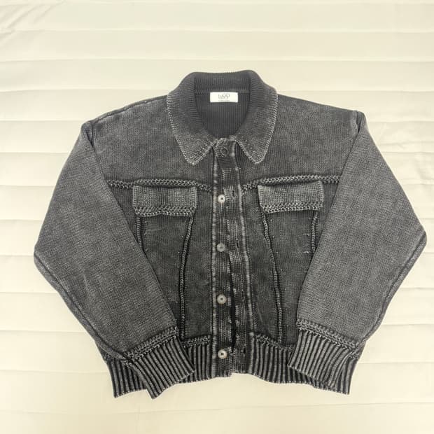 엘무드 트러커 스톤 워시드 자켓 다크그레이 44사이즈