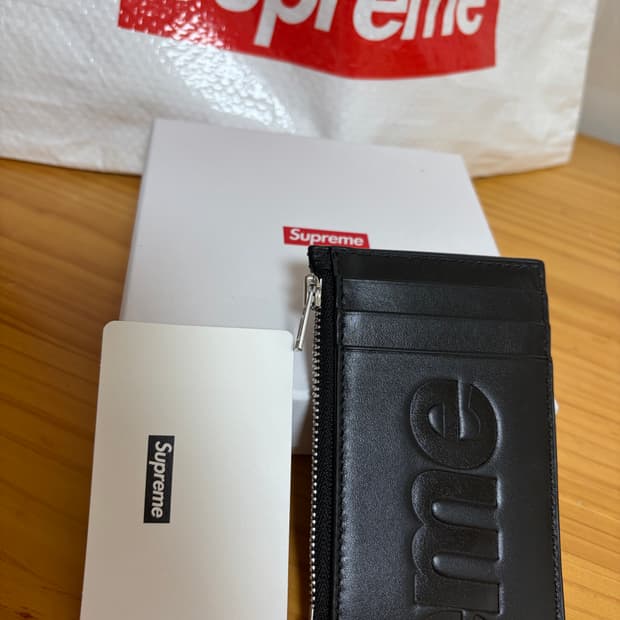 25ss 슈프림 카드지갑 레더 블랙
