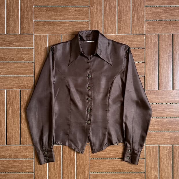 Mary celeste wide collar satin shirts