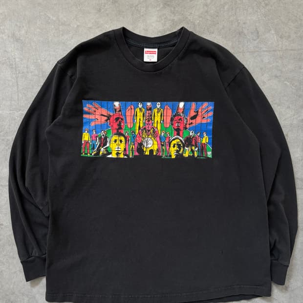 Supreme 슈프림 길버트 조지 블랙 프린팅 롱슬리브