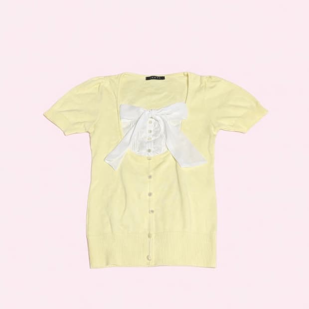 잉그니 로걀 반팔 리본 니트