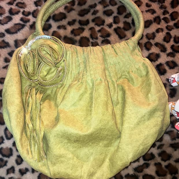 빈티지 코사지 그린 토트백