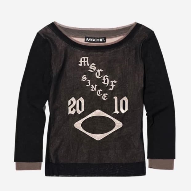 미스치프 보트넥 메쉬 탑 블랙