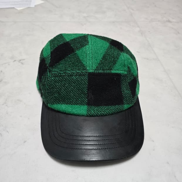 폴로랄프로렌 그린 체크 레더챙 캠프캡 패널캡