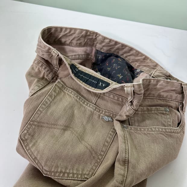 30-32 M 알마니 익스체인지 슬림레귤러핏 베이지워시드 데님팬츠