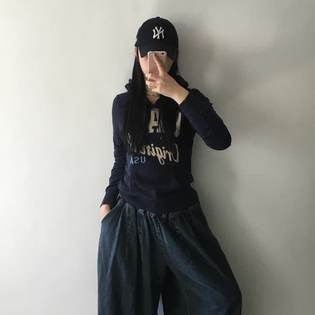 갭 프린팅로고 후드티