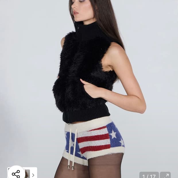 Faux Fur Zip-Up Vest Black