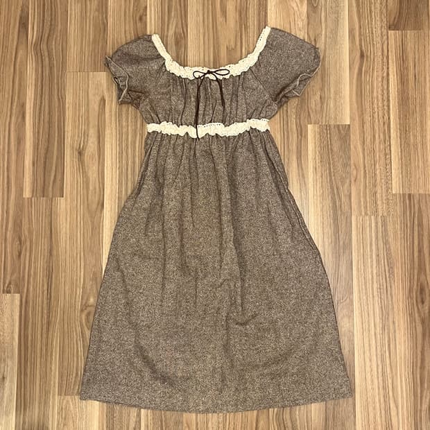 레이스 리본 반팔 원피스 