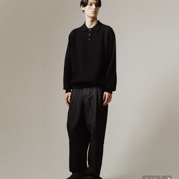 (3) 블랭크룸 래글런 카라 니트 롱슬리브 블랙