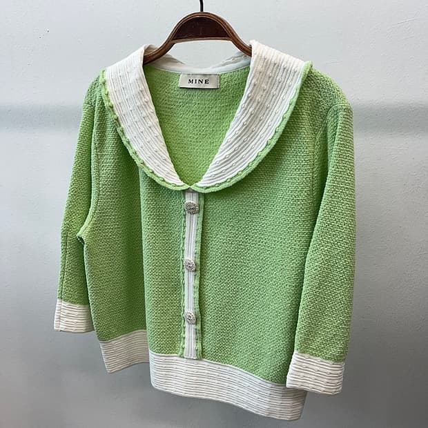 여) 마인 메론 크롭 니트가디건 