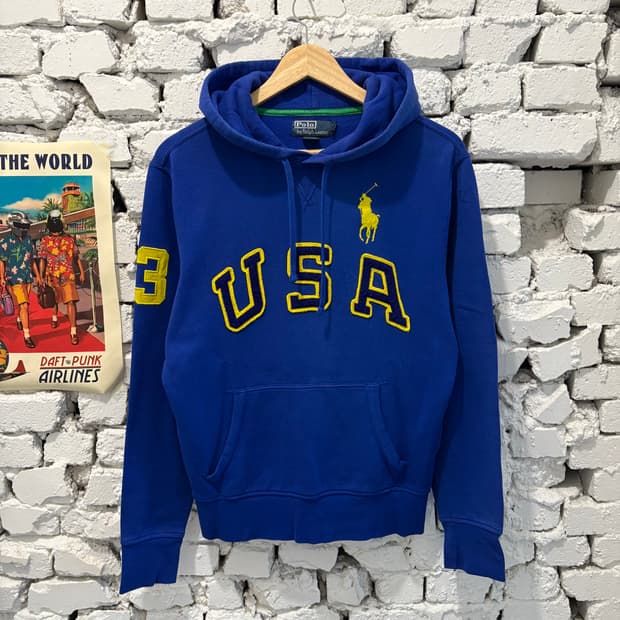폴로 USA 3 빅로고 후드티셔츠S