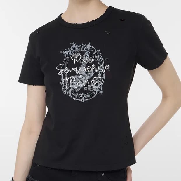 rockcake Semperna Hotfix Crop Top Black