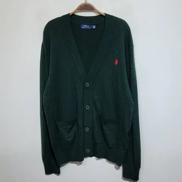 (L) 랄프로렌 폴로 브이넥 가디건 포켓 캐주얼 