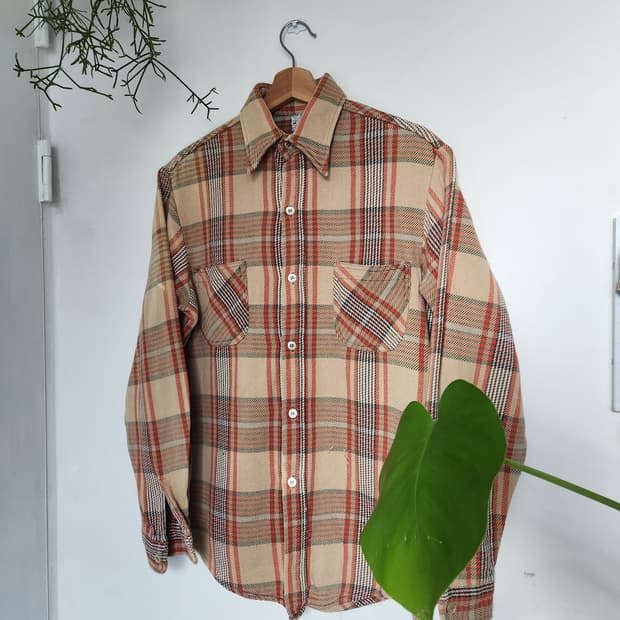 70s Big Mac 제이씨페니 체크 플란넬 워크셔츠