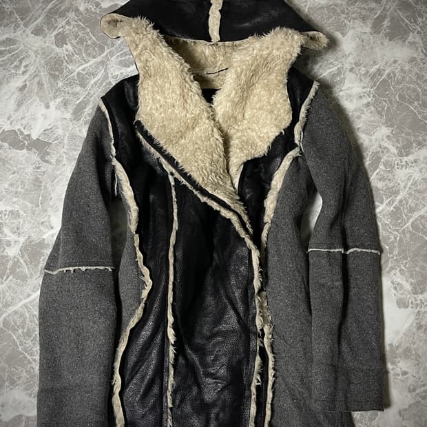 leather fur 2way jacket