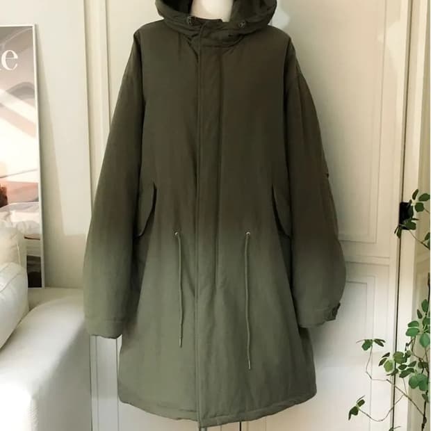 카키색 야상 돕바 롱패딩