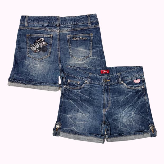 minnie cubic denim shorts
