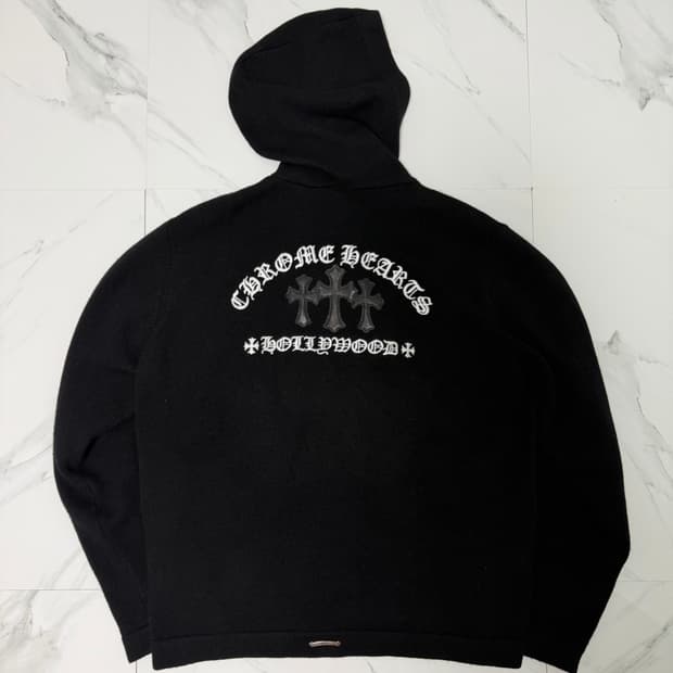 새상품 신형 크롬하츠 레더패치 세메터리 캐시미어 후드집업 L 신세계택