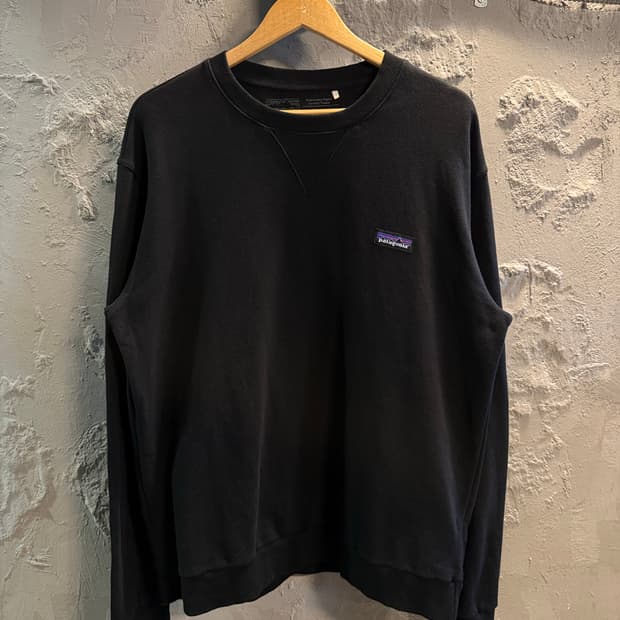 XL 파타고니아 PATAGONIA 로고 패치 오가닉 코튼 맨투맨 블랙